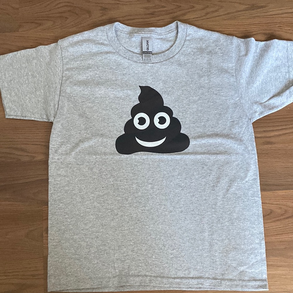 🚨2/$15. Brand new. Poop Emoji t shirt. Size small